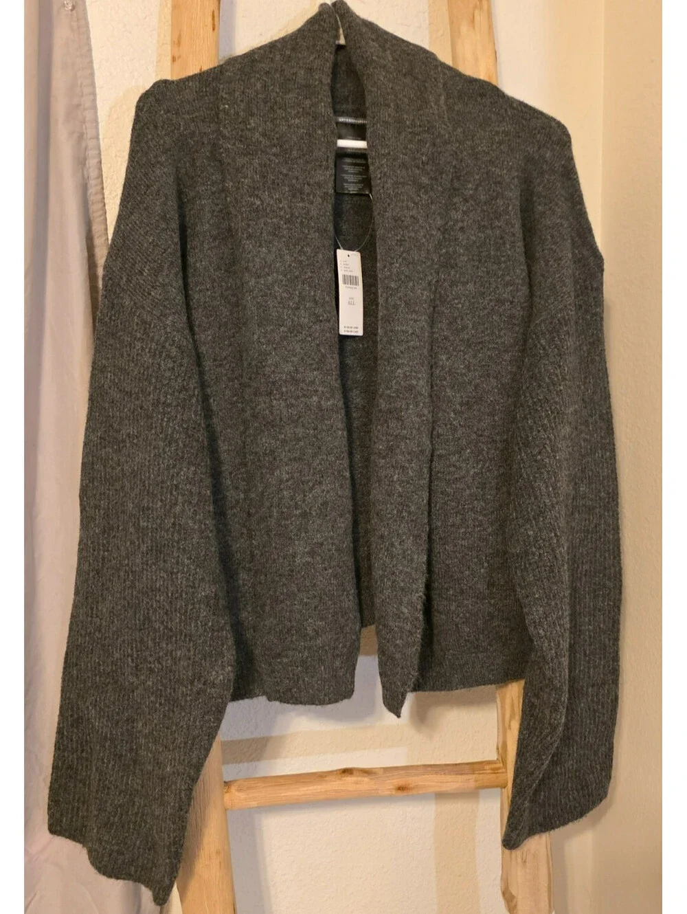 NWT Anthropologie Mariel Crop Cardigan Sweater Dark Grey One Size Fits All OS